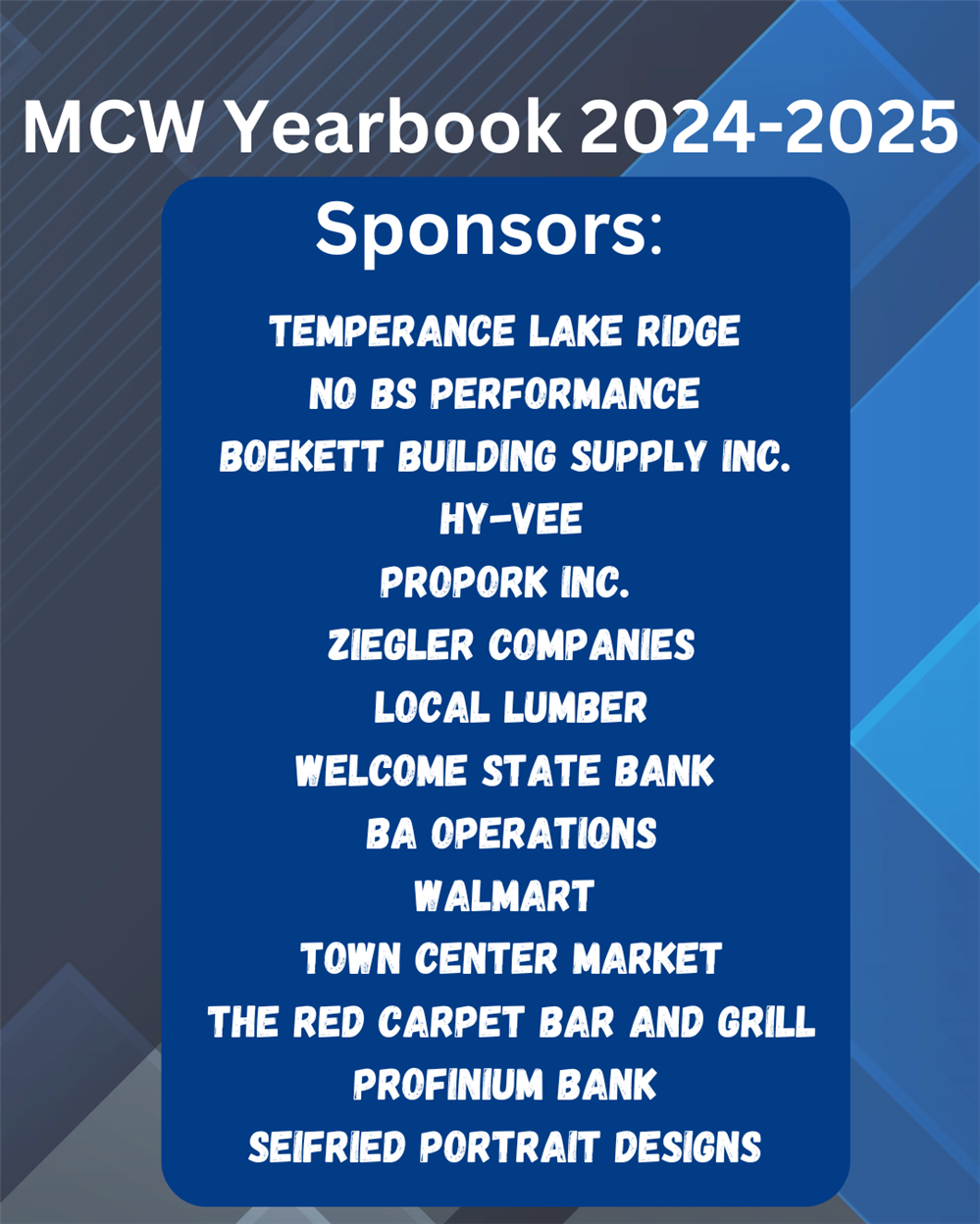 MCW Yearbook Sponsor List